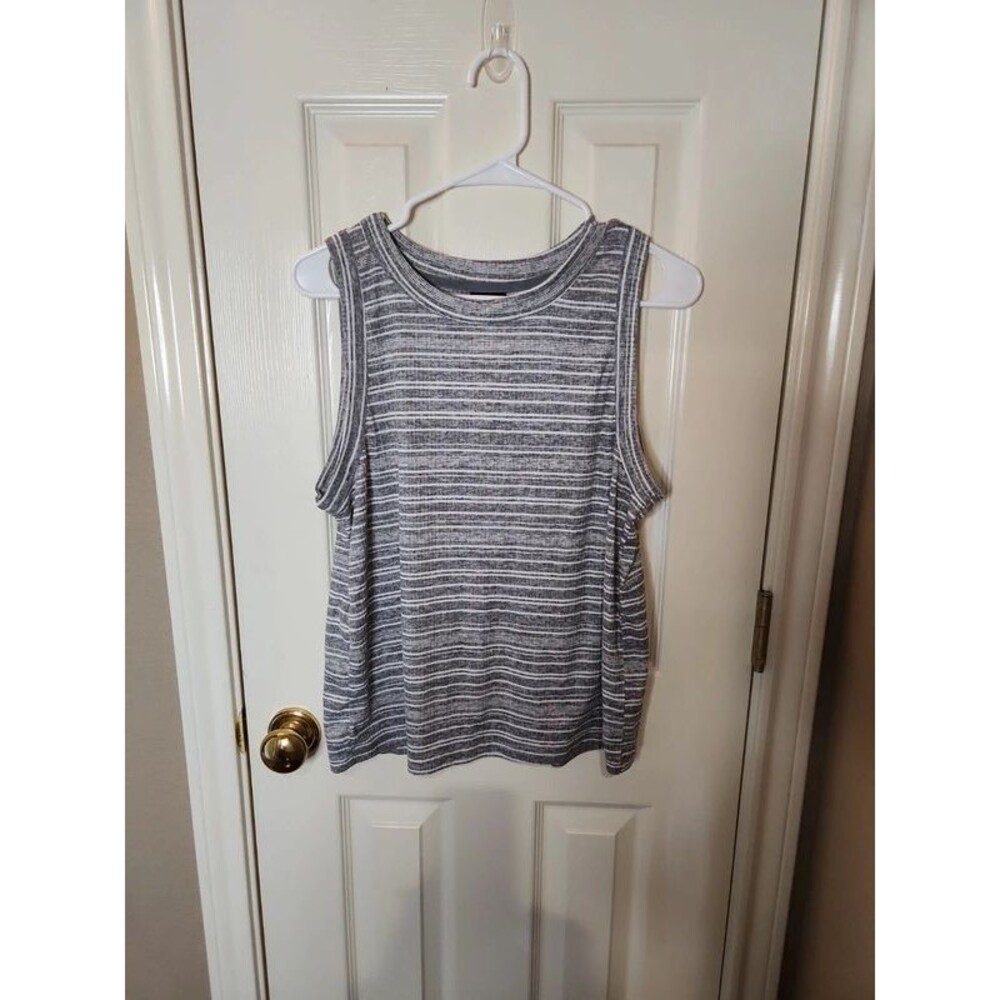 Tahari blue/gray striped tank top